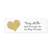 Gold Glitter Heart Girls Adres label (Voorkant)