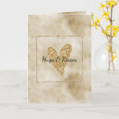 Gold Glitter Heart Kaart (Gele Bloem)