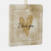 Gold Glitter Heart Keramisch Ornament (Rechts)