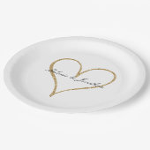 Gold Glitter Heart Papieren Bordje (Gekanteld)