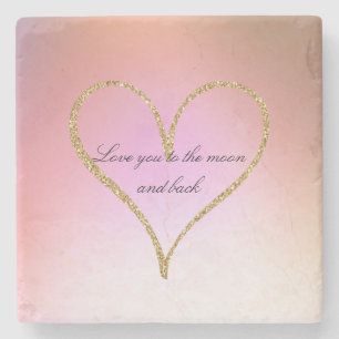 Gold Glitter Heart Pink Ombre Love Stenen Onderzetter