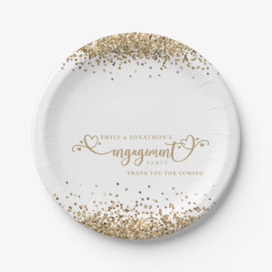 Gold Glitter Heart Script Names Verloving Bedankt Papieren Bordje