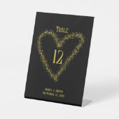 Gold Glitter Heart Shape-tablet Reclamebord Met Voetstuk (Voorkant)