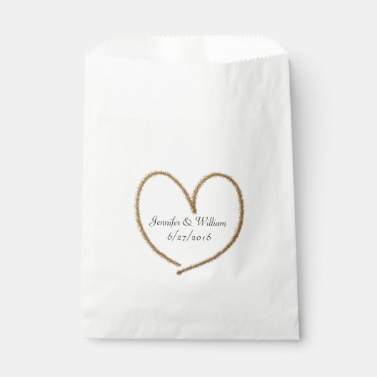 Gold Glitter Heart Wedding Favor Bag Bedankzakje (Voorkant)