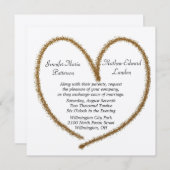 Gold Glitter Heart Wedding Invitation Kaart (Voorkant / Achterkant)