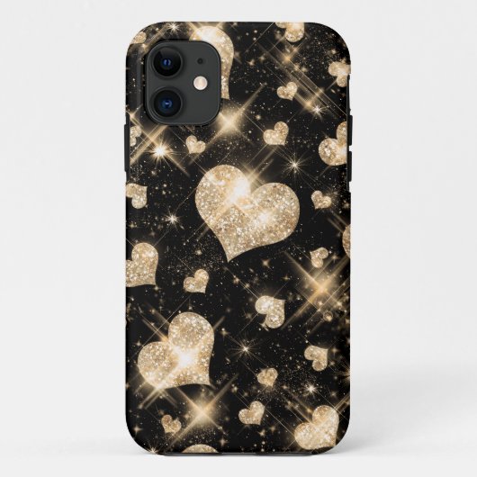 Gold Glitter Hearts Case-Mate iPhone Case (Achterkant)