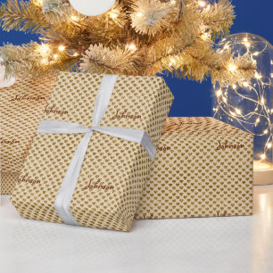 Gold Glitter Hearts Monogramed Kerstmis Cadeaupapier