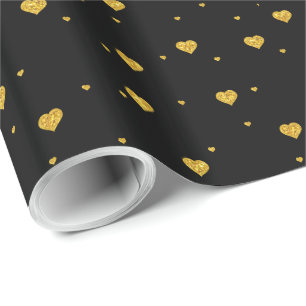 Gold Glitter Hearts naadloos patroon Cadeaupapier