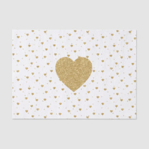 Gold Glitter Hearts Patroon Tissuepapier