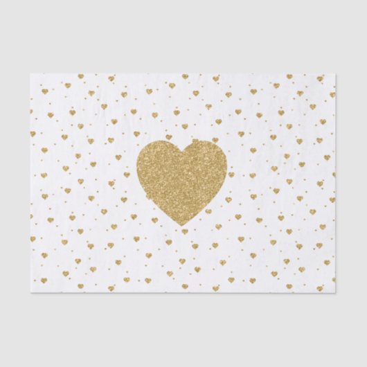 Gold Glitter Hearts Patroon Tissuepapier (Voorkant)