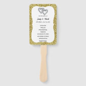 Gold Glitter Hearts Trouwprogramma Fans Handwaaier (Voorkant)