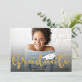 Gold Glitter High School Afstudeerder Fotoaankondi Aankondiging (Staand voorkant)