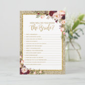 Gold Glitter Hoe goed je Bride Game Kaart kent (Staand voorkant)