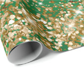 Gold Glitter Holiday Green Ombre Folie Cadeaupapier (Rol Hoek)