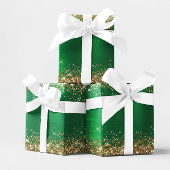 Gold Glitter Holiday Green Ombre Folie Cadeaupapier