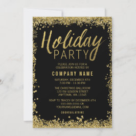 Gold Glitter Holiday Party Kaart