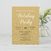 Gold Glitter Holiday Party Uitnodiging (Staand voorkant)