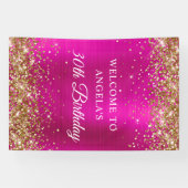 Gold Glitter Hot Pink Folie 30e Verjaardag V Spandoek (Horizontaal)
