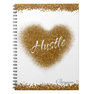 Gold Glitter HUSTLE Heart Glamour Notitieboek Jour