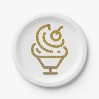 Gold Glitter Ice Cream Sundae Paper-Bord Papieren Bordje