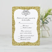 Gold Glitter Infinity Heart Response Kaart (Staand voorkant)