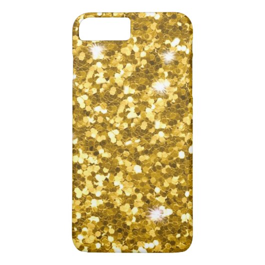 Gold Glitter iPhone X/8/7 Plus gewoon daar Hoesje (Achterkant)