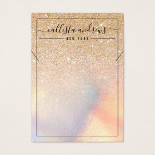 Gold Glitter Iridescent Ketting Display Card Visitekaartje