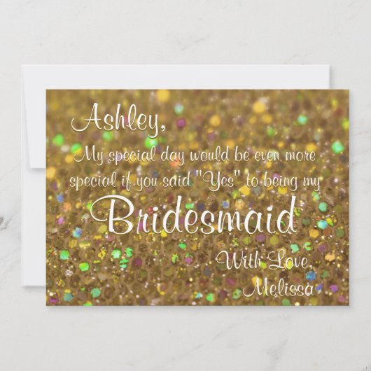 Gold Glitter is mijn Bridesmaid Kaart (Voorkant)