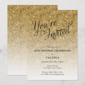 Gold Glitter Je bent uitgenodigd Kaart (Voorkant / Achterkant)