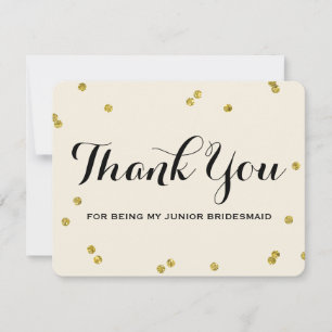 Gold Glitter Junior Bridesmaid Bedankt voor je k Kaart
