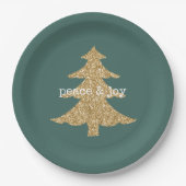 Gold Glitter-kerstboom - Groene vrede Papieren Bordje (Voorkant)