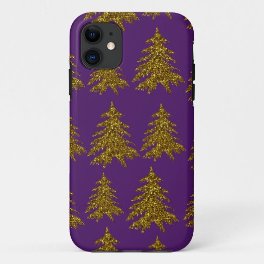 Gold glitter kerstboom op paarse achtergrond Case-Mate iPhone case (Achterkant)