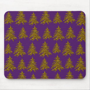 Gold glitter kerstboom op paarse achtergrond muismat