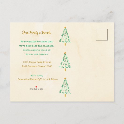 Gold Glitter kerstboomfeestdag We hebben ons verpl Aankondigingskaart (Achterkant)