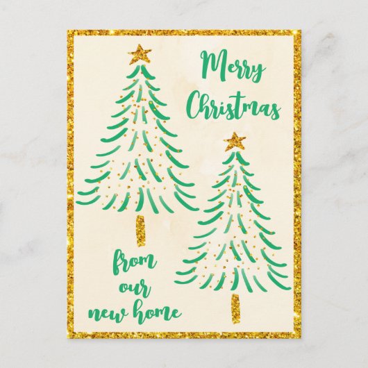 Gold Glitter kerstboomfeestdag We hebben ons verpl Aankondigingskaart (Voorkant)