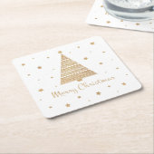 Gold Glitter-kerstboomster  Vierkante Kartonnen Onderzetter (Schuin)