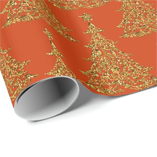 Gold Glitter-kerstboomwerkpapier Cadeaupapier (Rol Hoek)