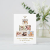 Gold Glitter | Kerstfotoboom Feestdagenkaart (Staand voorkant)