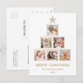 Gold Glitter | Kerstfotoboom Feestdagenkaart (Voorkant / Achterkant)