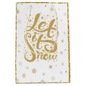 Gold Glitter-kersttypografie laat het sneeuwen Medium Cadeauzakje (Voorkant)
