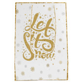 Gold Glitter-kersttypografie laat het sneeuwen Medium Cadeauzakje (Achterkant)