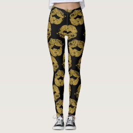 Gold Glitter Kisses Leggings