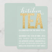Gold Glitter Kitchen Tea Shower Party - Uitnodigin Kaart (Voorkant / Achterkant)