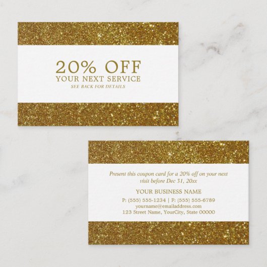 Gold Glitter - kortingsbon Kortingskaartje (Voorkant / Achterkant)