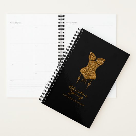 Gold Glitter Lace Lingerie Boutique Planner (Display)