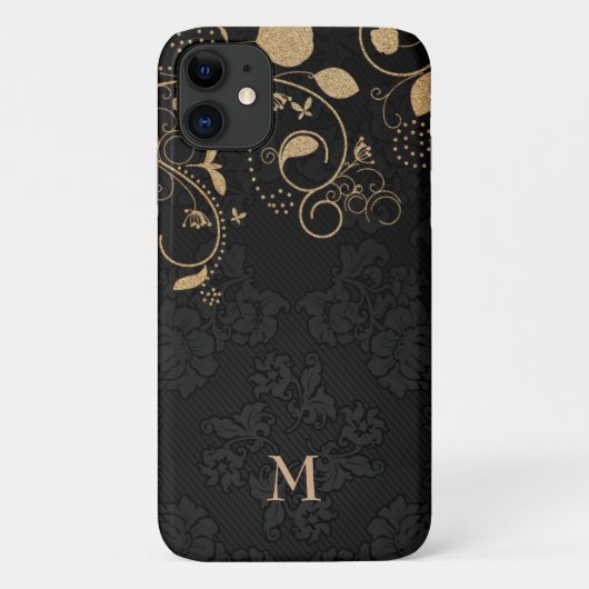 Gold Glitter Leaves Case-Mate iPhone Case (Achterkant)