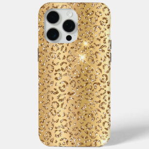 Gold Glitter Leopard iPhone 15 Pro Max Hoesje