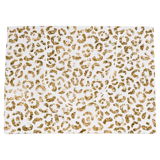 Gold Glitter Leopard Print Groot Cadeauzakje (Voorkant)