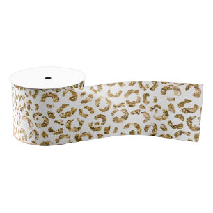 Gold Glitter Leopard Print Grosgrain Lint