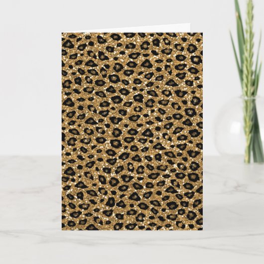 Gold Glitter Leopard Print Kaart (Voorkant)